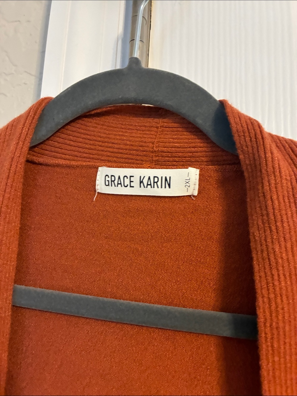 Grace Karin Rust Open-Front Ruffle-Hem Cardigan - Picture 2 of 4